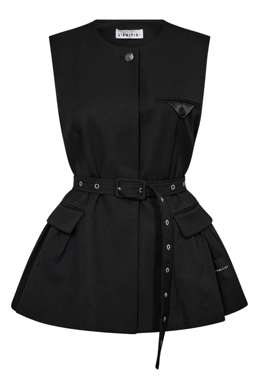 Haute L'Amitié - Premiere Peplum Belt Vest Hl10910 - Black