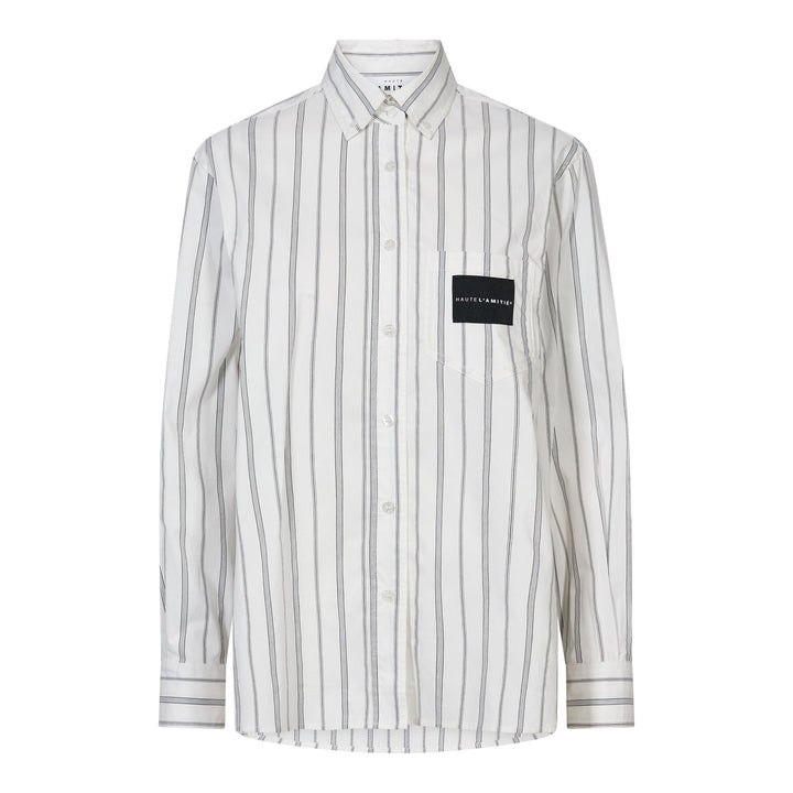 Haute L'Amitié - Crystal Heart Stripe Shirt Hl10962 - White