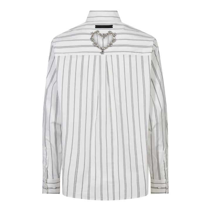 Haute L'Amitié - Crystal Heart Stripe Shirt Hl10962 - White