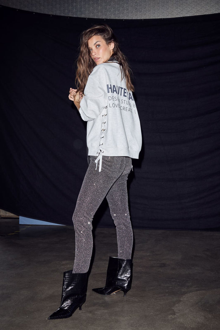Haute L'Amitié - Rock Glitter Leggings Hl10999 - Black