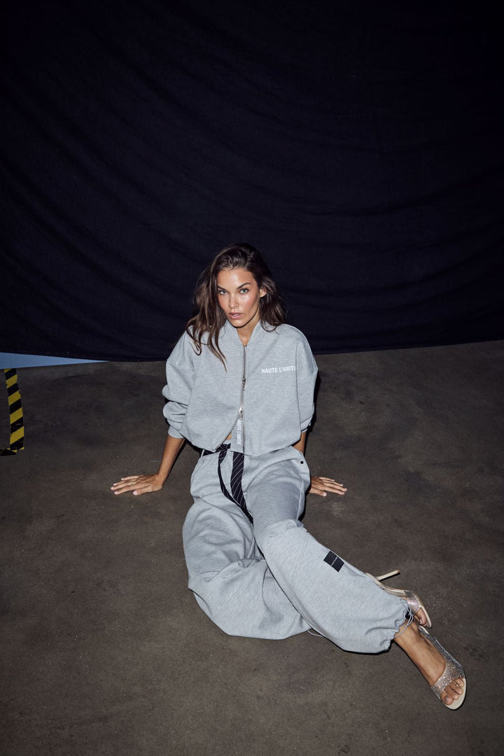 Haute L'Amitié - Maxi Crop Zip Sweat Hl10880 - Grey Melangé