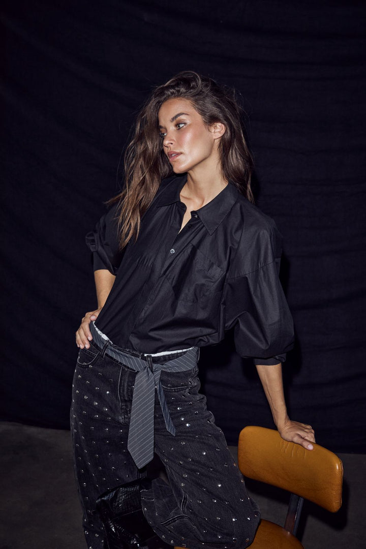Haute L'Amitié - Sophie Din Coated Shirt Hl10902 - Black