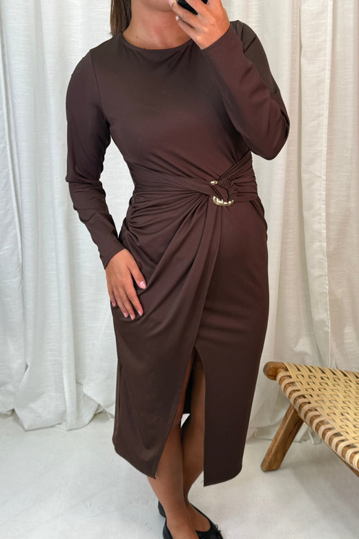 A-bee - Odette Dress - Dark Brown Kjoler 