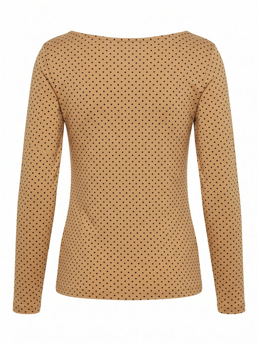 A-Bee - Poppy 97201 - Beige With Black Polka Dot Bluser 