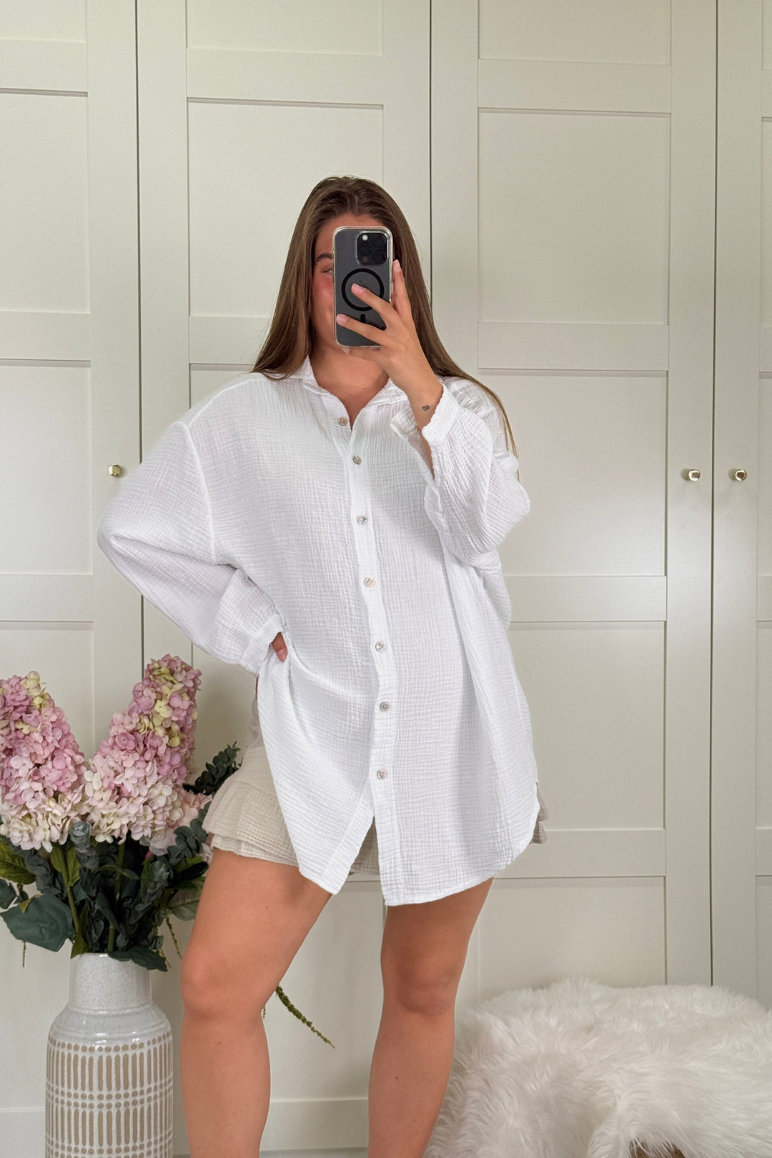A-bee - Sara shirt Skjorte - White Skjorter 