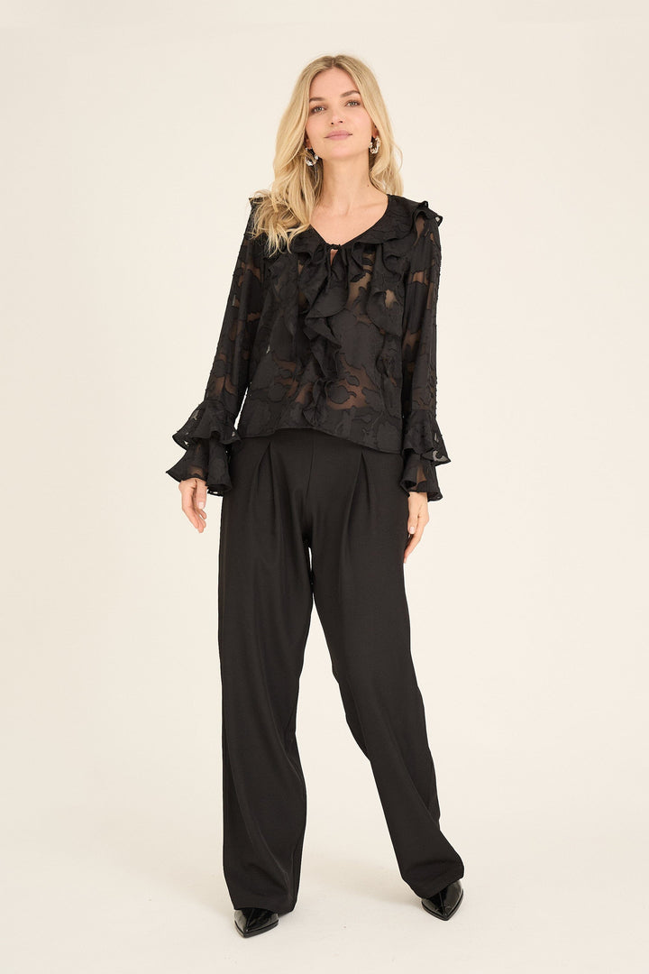 A-View - Floretta Blouse AV6090 - 999 - Black Bluser 
