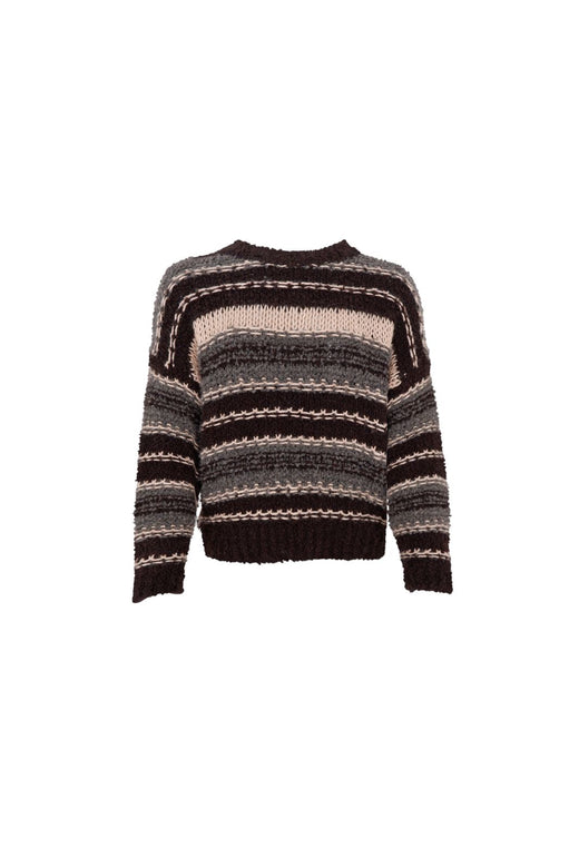Black Colour - Bchelga Boucle Jumper 1275 - Coffee Stripe