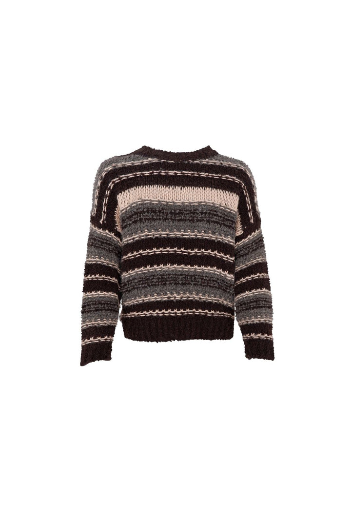 Black Colour - Bchelga Boucle Jumper 1275 - Coffee Stripe