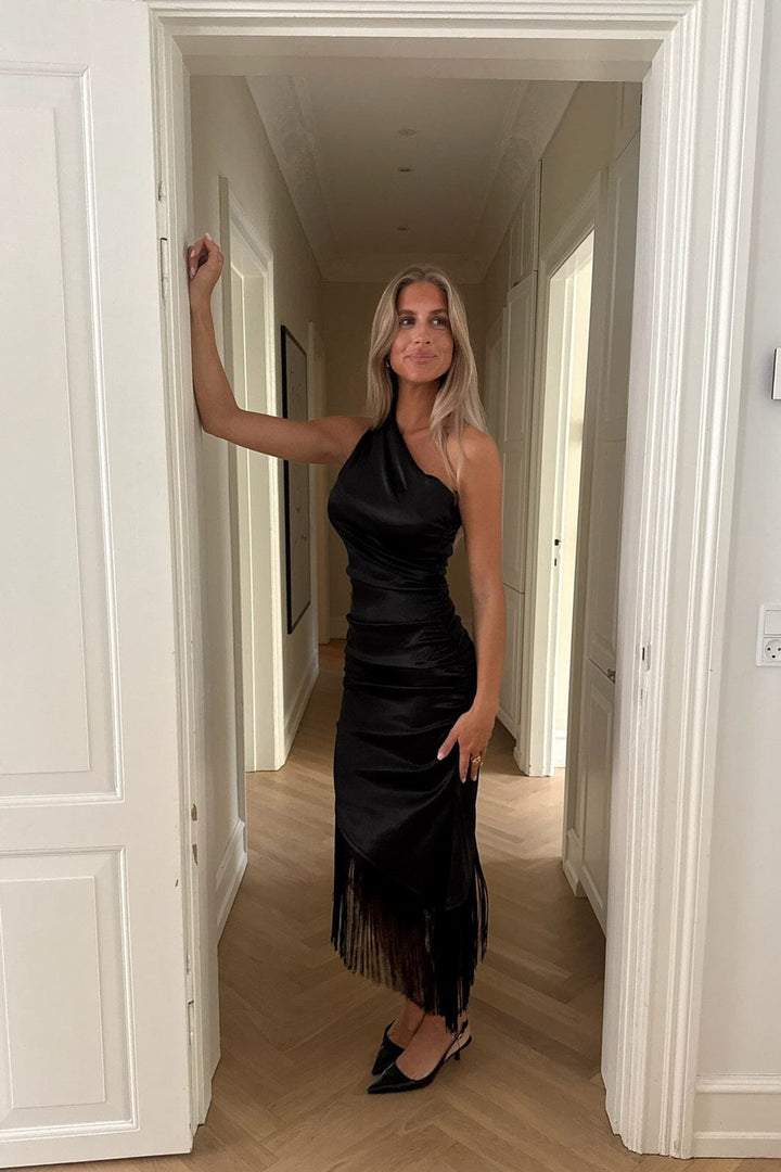 BYIC - Andreaic Asymmetric Dress A25589 - Black Satin