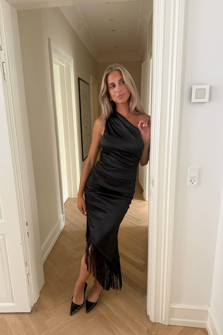 BYIC - Andreaic Asymmetric Dress A25589 - Black Satin