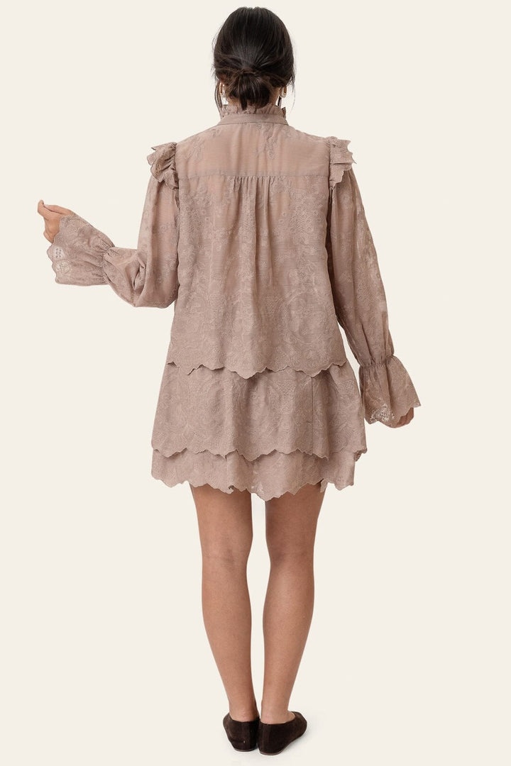 BYIC - Ellinoric Lace Mini Skirt 2576 - Vintage Light Brown
