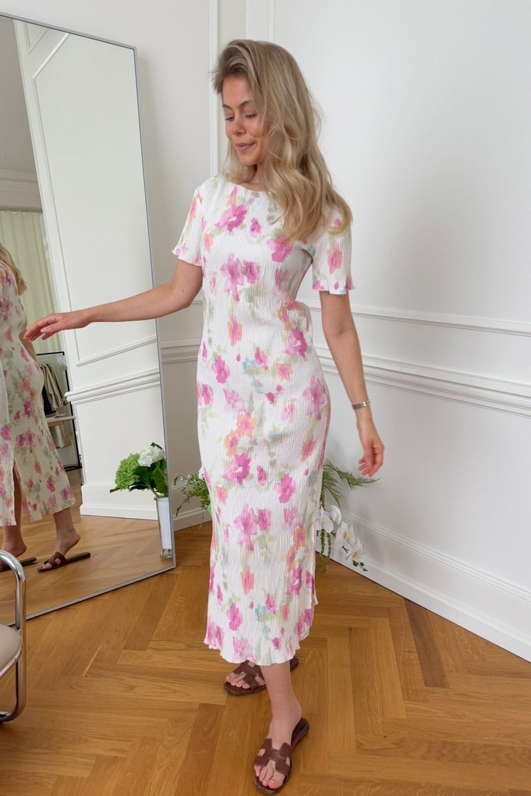 BYIC - Odaic Ss Dress A23834 - Pink Flower Blush Print