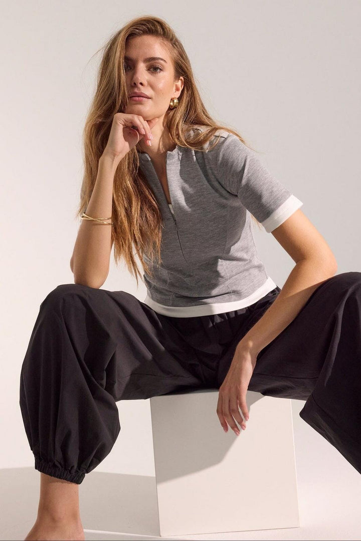 Co´Couture - Lancecc Zipper Tee 43011 - 57 - Grey Melange T-shirts 
