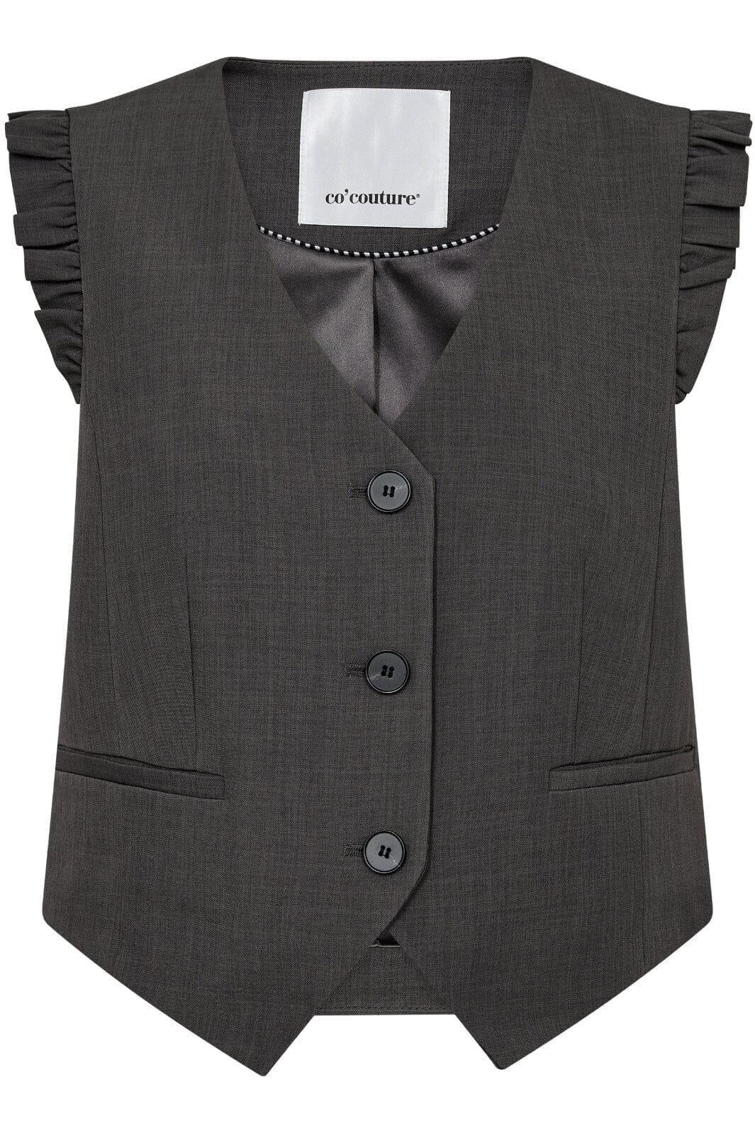 Forudbestilling - Co´couture - Lianecc Frill Tailor Vest 30274 - 140 Dark Grey Frakker 