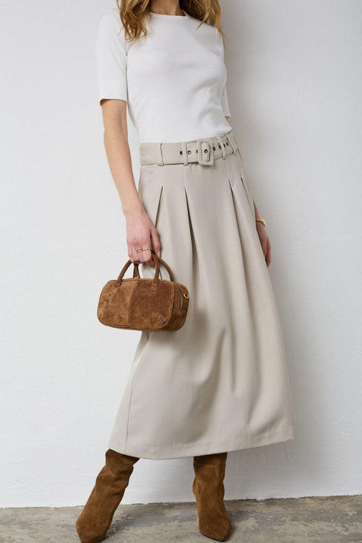 Co´Couture - Lunacc Belt Pleat Skirt 44013 - 2006 - Taupe