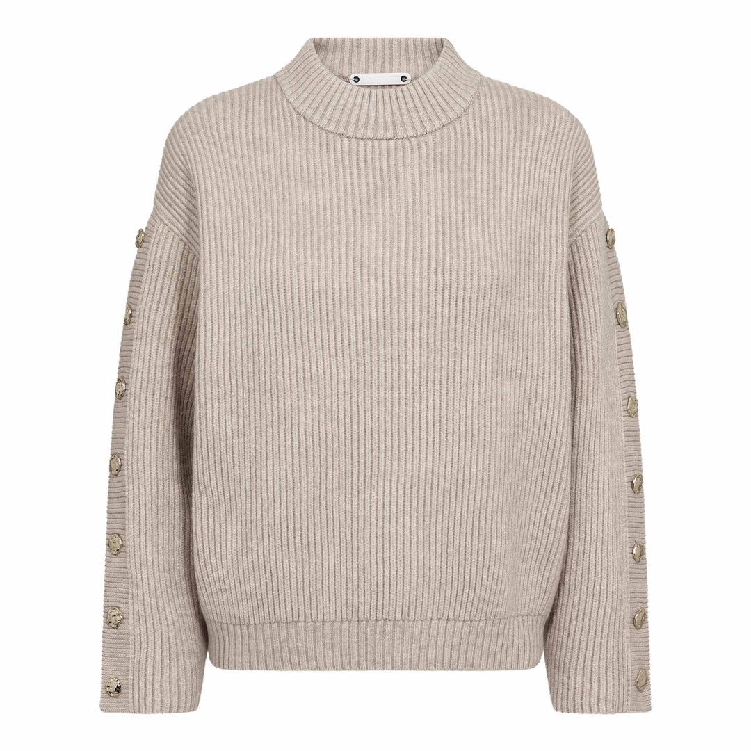 Co´Couture - Rowcc Button Sleeve Knit 500544 - 10006 - Bone Strikbluser 