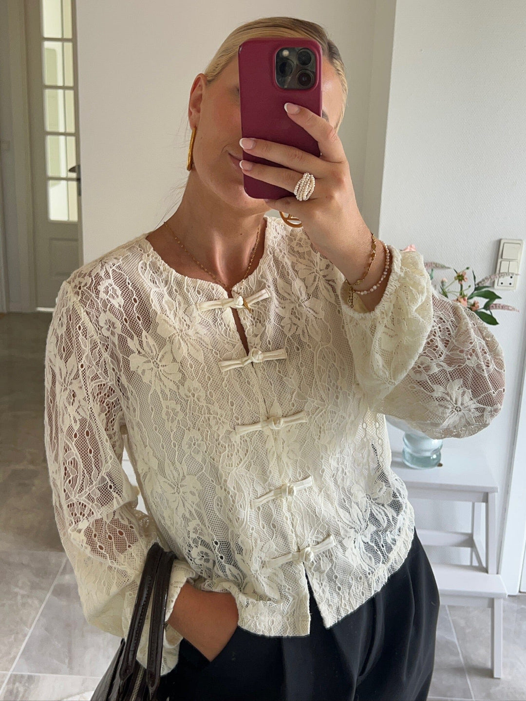 Dear Molly - Lace Blouse Ch171496b - Offwhite Bluser 