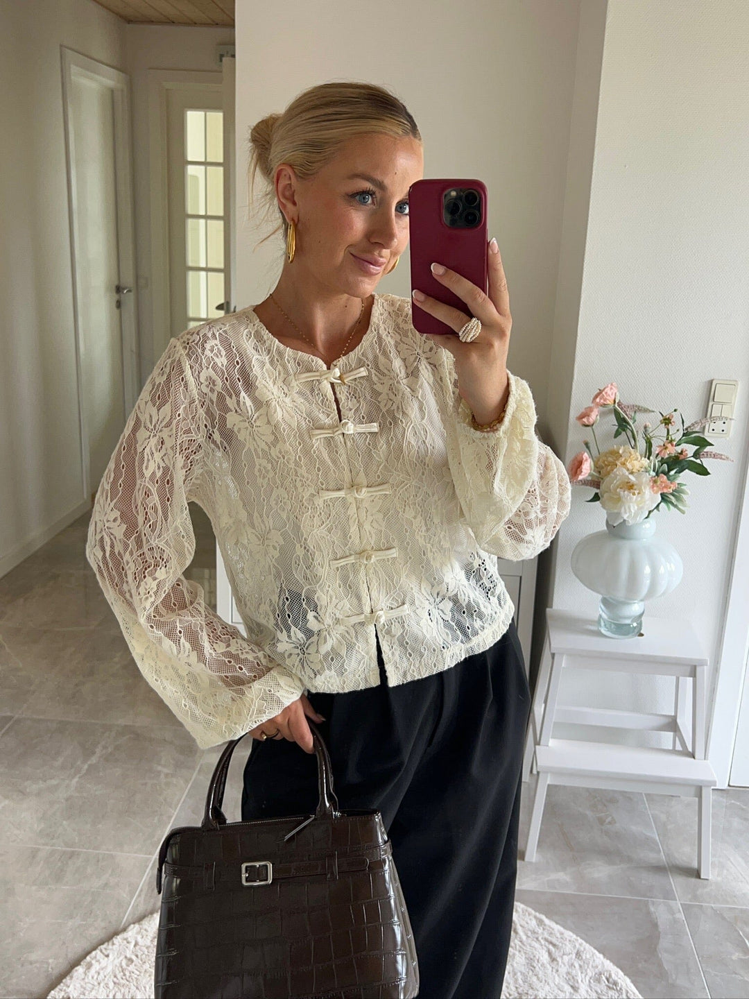 Dear Molly - Lace Blouse Ch171496b - Offwhite Bluser 