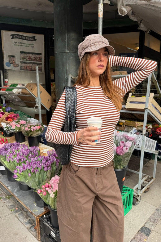 Dear Molly - Stripe Blouse Ch156543e - Brown/White Bluser 