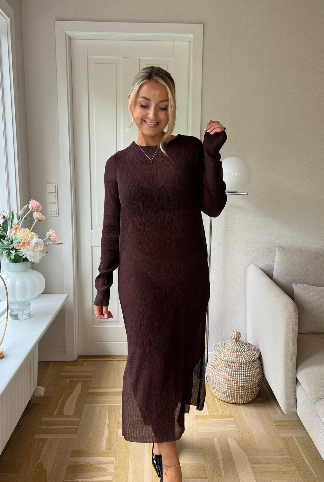 Dear Molly - Vogue Solid Dress 171086 - 676 - Dark Brown Kjoler 