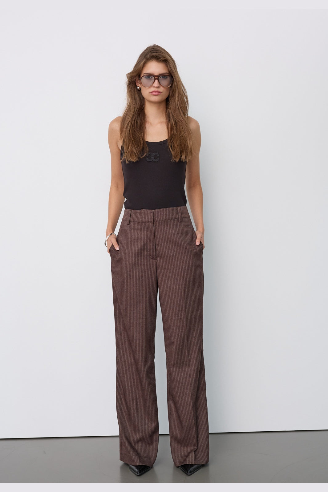 Co´Couture - Sinacc Pin Wide Pant 500493 - 20003 - Dark Brown