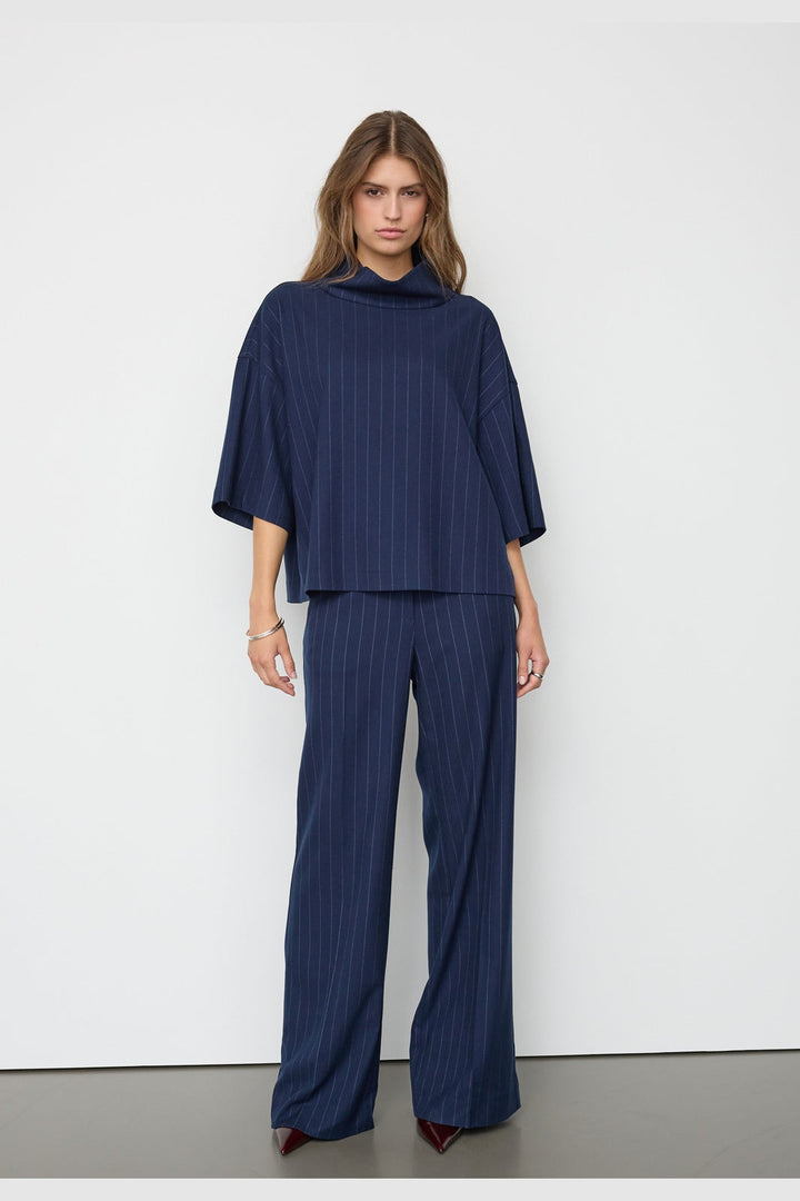 Co´Couture - Gabiecc Pin Funnel Neck Blouse 500465 - 40007 - Navy