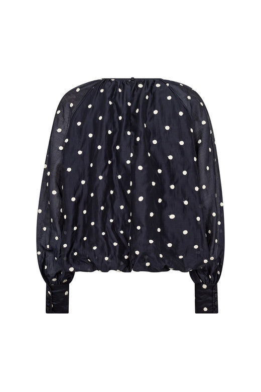 Co´Couture - Ditacc Dot Ls Balloon Blouse 500601 - 40007 - Navy