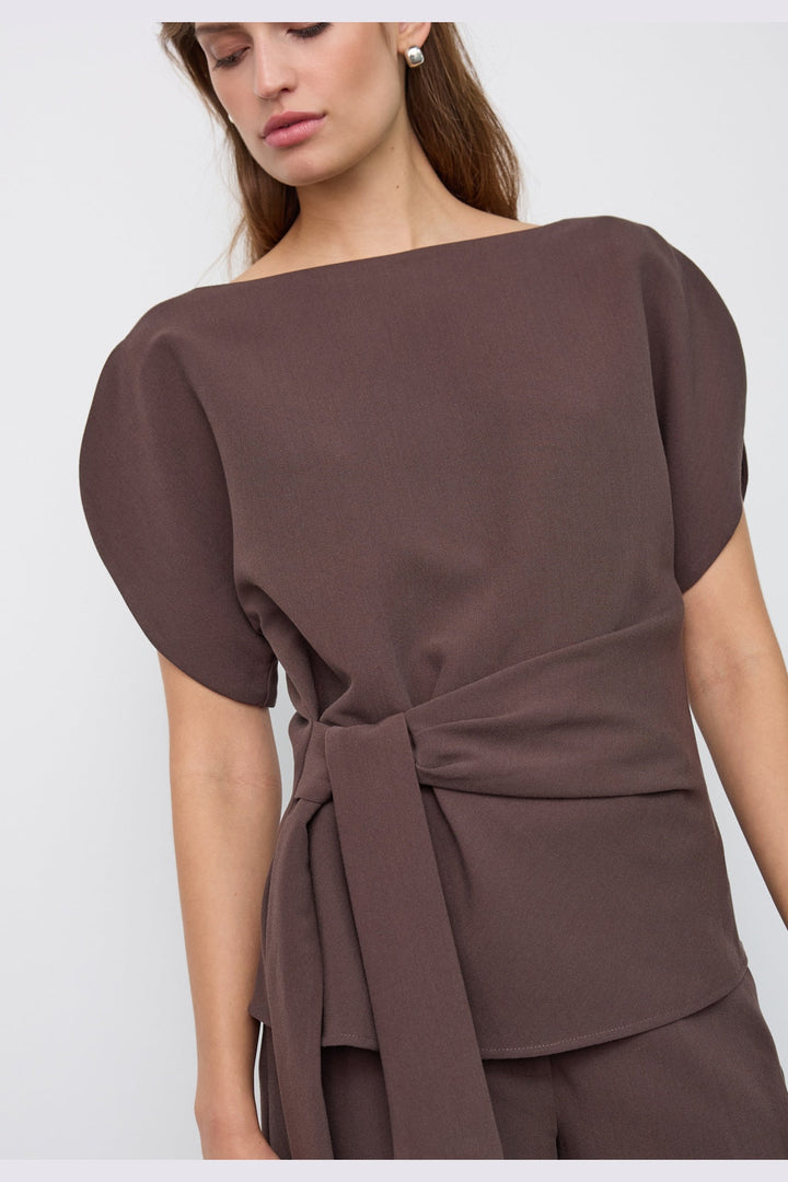 Co´Couture - Acilecc Pleat Ss Blouse 500458 - 20002 - Brown