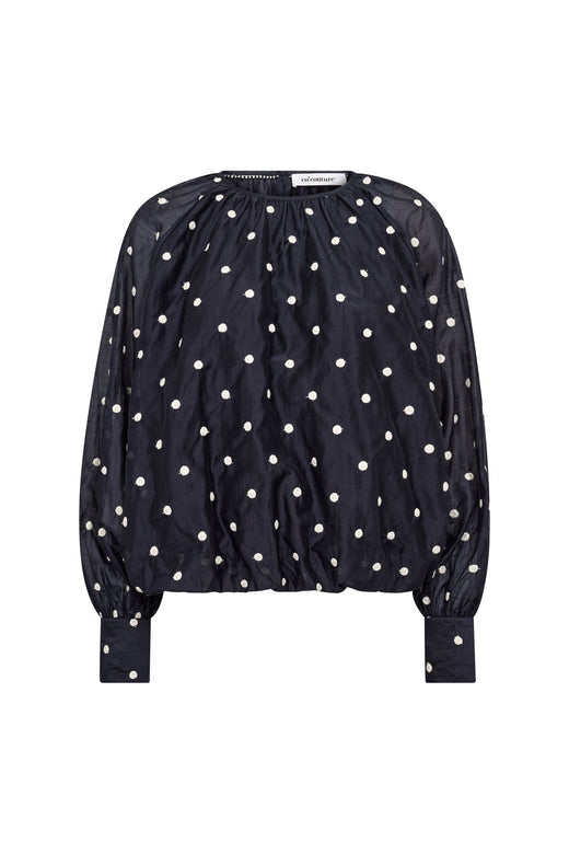 Co´Couture - Ditacc Dot Ls Balloon Blouse 500601 - 40007 - Navy