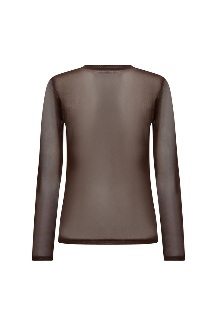 Co´Couture - 33201 Meshcc O-Neck Blouse 500806 - 20002 - Brown