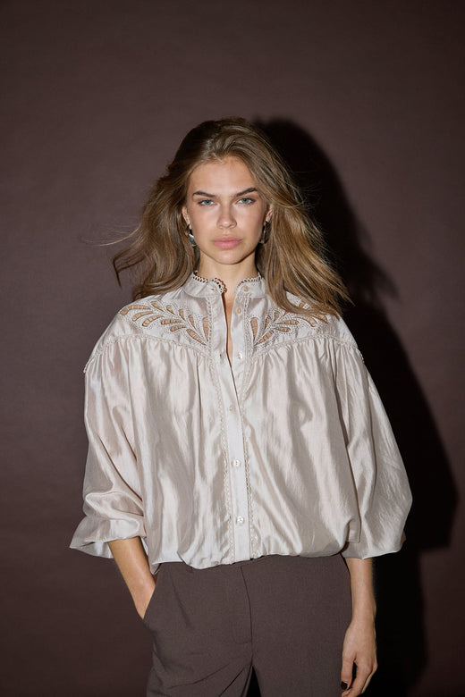 Co´Couture - Melincc Balloon Lace Shirt 500606 - 20011 - Champagne