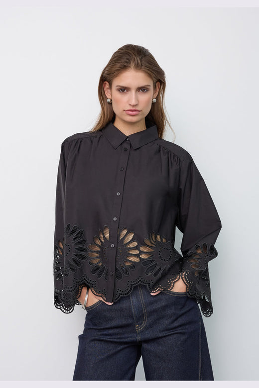 Co´Couture - Melisecc Emb. Ls Shirt 500281 - 65001 - Black