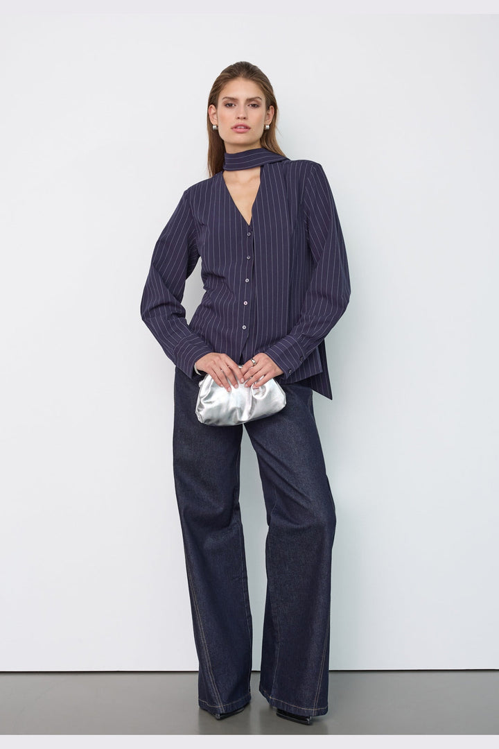 Co´Couture - Licacc Pin Scarf Shirt 500500 - 40007 - Navy