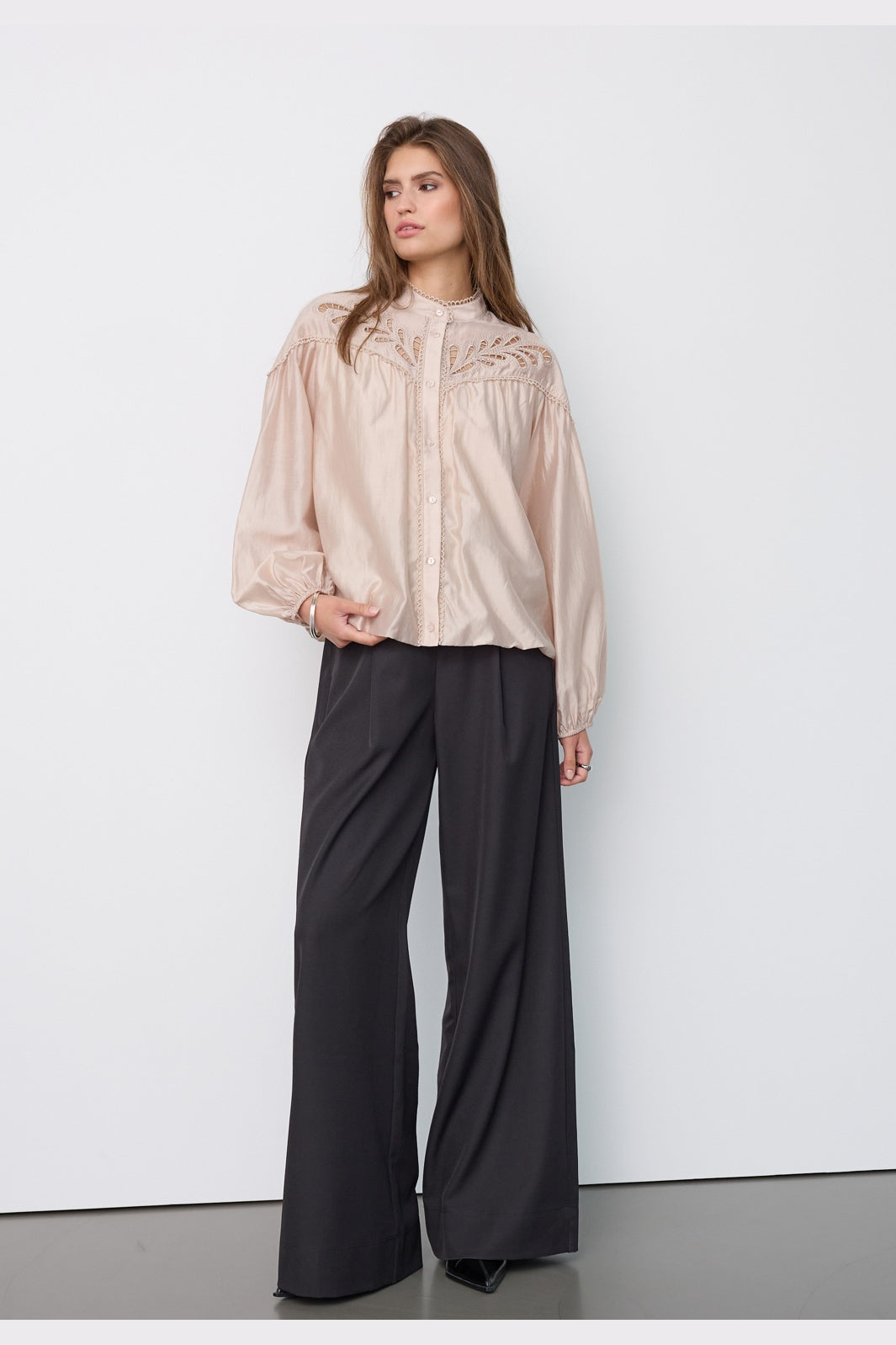 Co´Couture - Melincc Balloon Lace Shirt 500606 - 20011 - Champagne