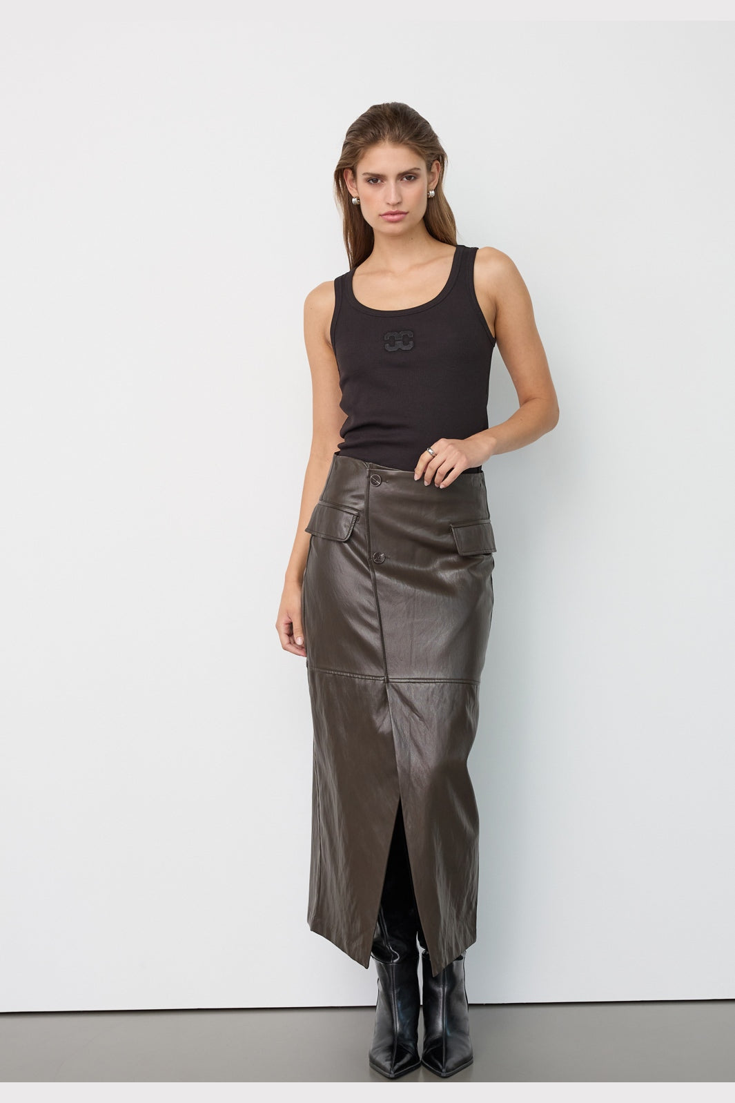Co´Couture - Gittcc Asym Floor Skirt 500477 - 20003 - Dark Brown