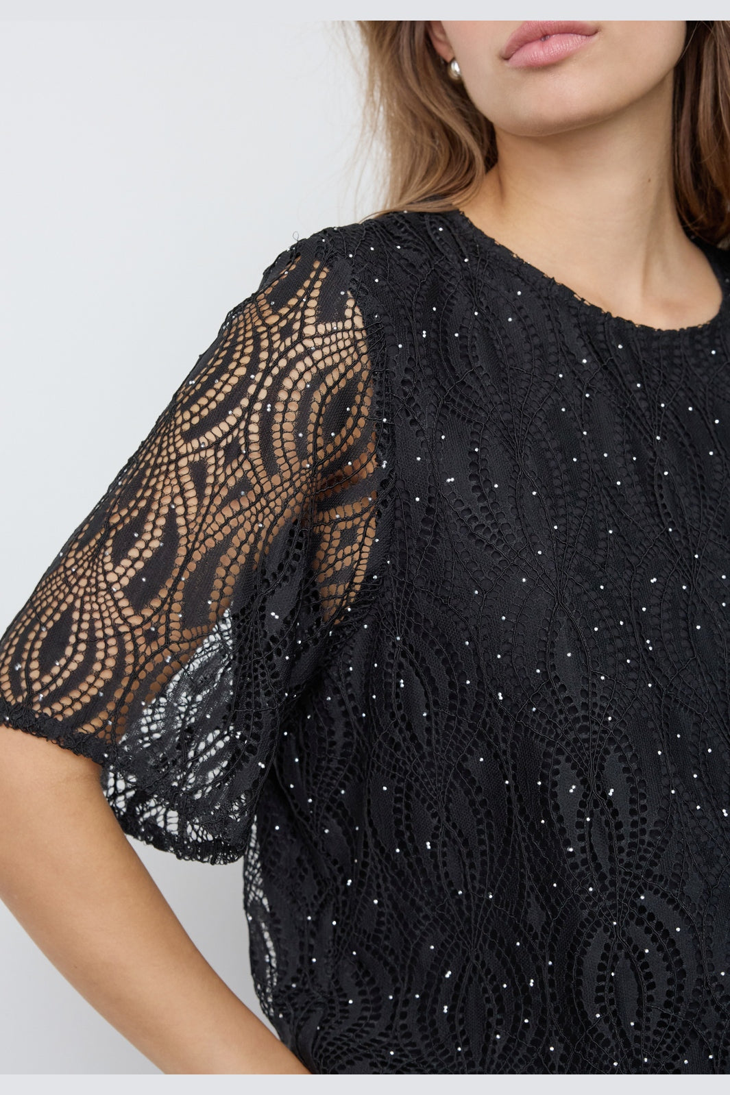 Co´Couture - Ericacc Stone Lace Ss Blouse 500446 - 65001 - Black