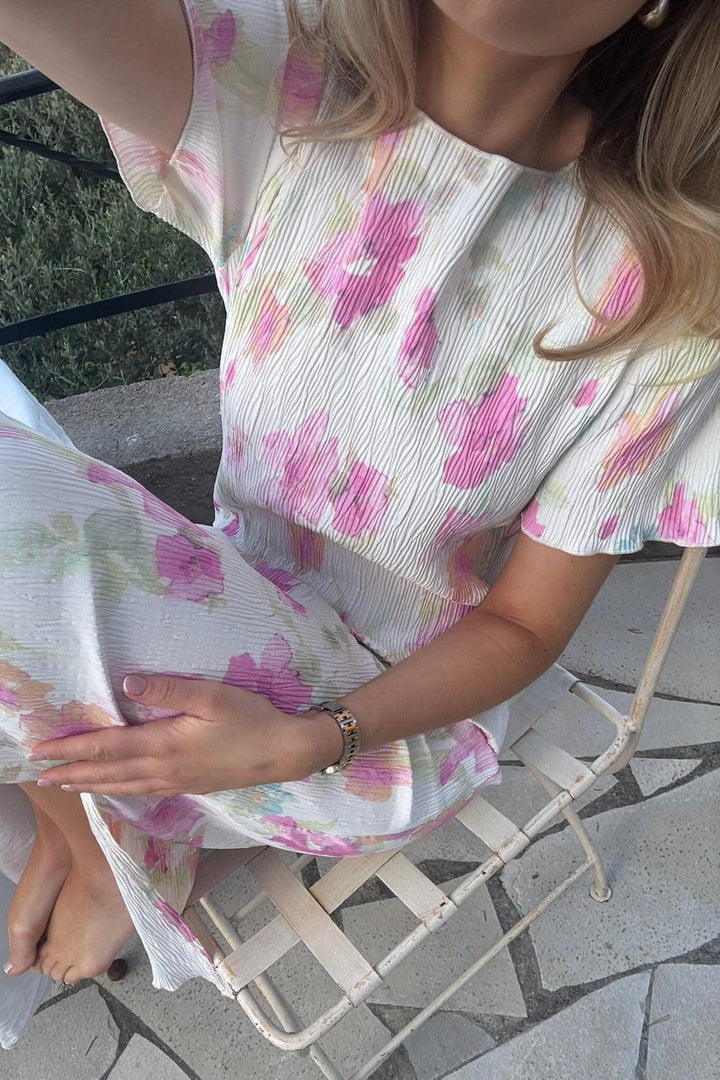 Forudbestilling - BYIC - Odaic Ss Dress A23834 - Pink Flower Blush Print Kjoler 
