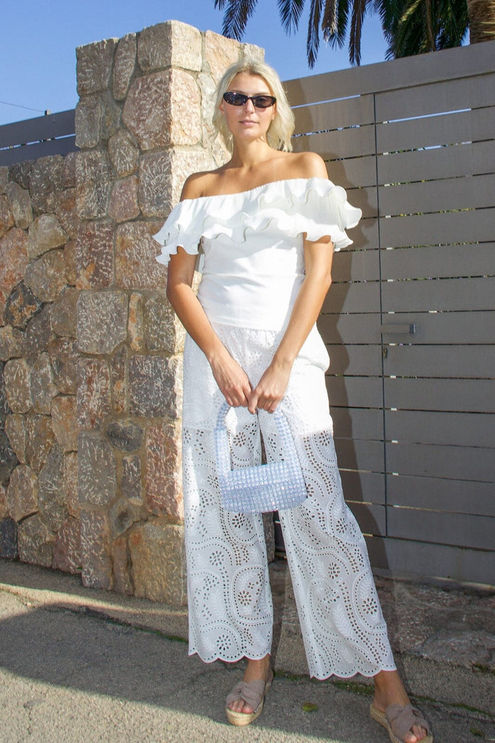 Forudbestilling - Cras - Flounce Top C424 - 1007 - 1007 Off White Toppe 