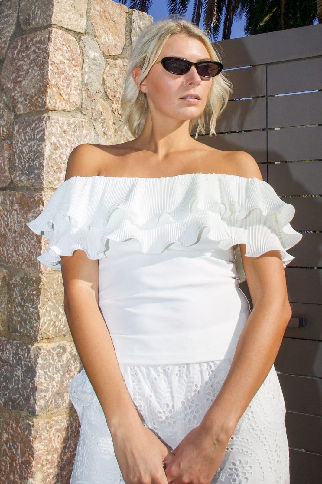 Forudbestilling - Cras - Flounce Top C424 - 1007 - 1007 Off White Toppe 