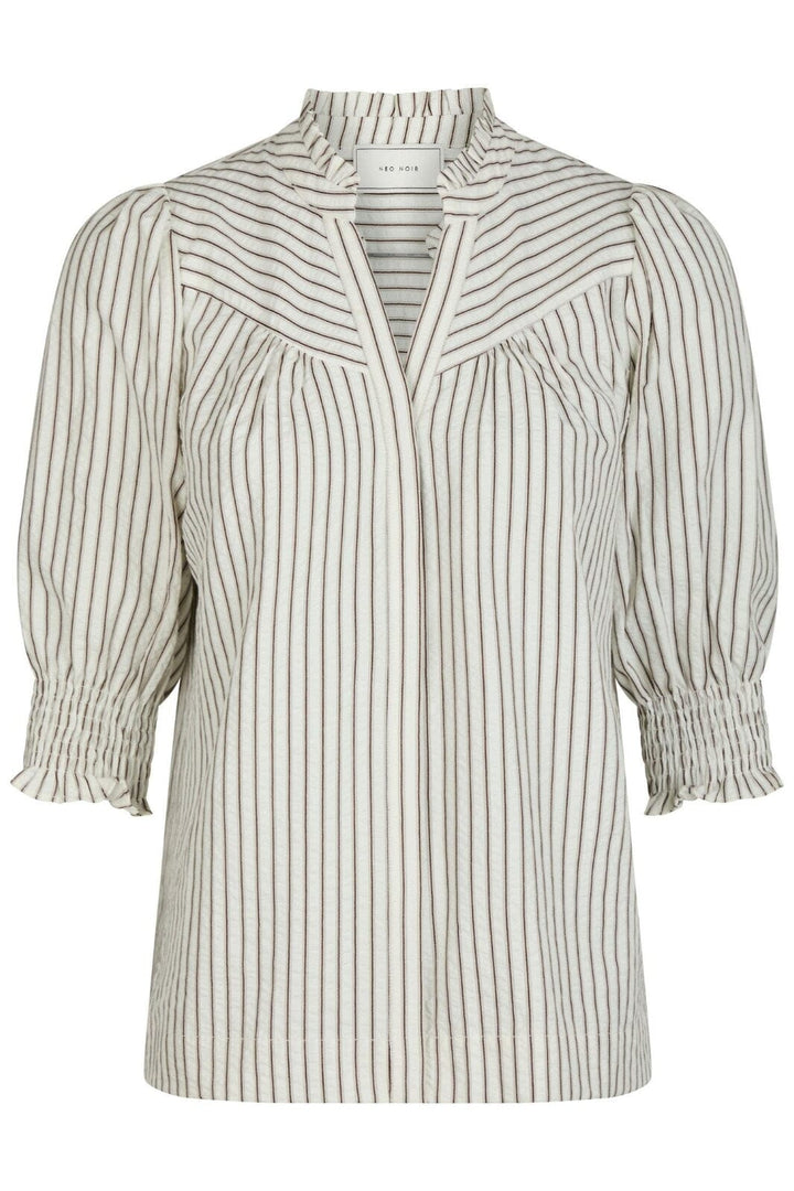 Neo Noir - Diana Crepe Stripe Blouse 165203 - 210 - Brown