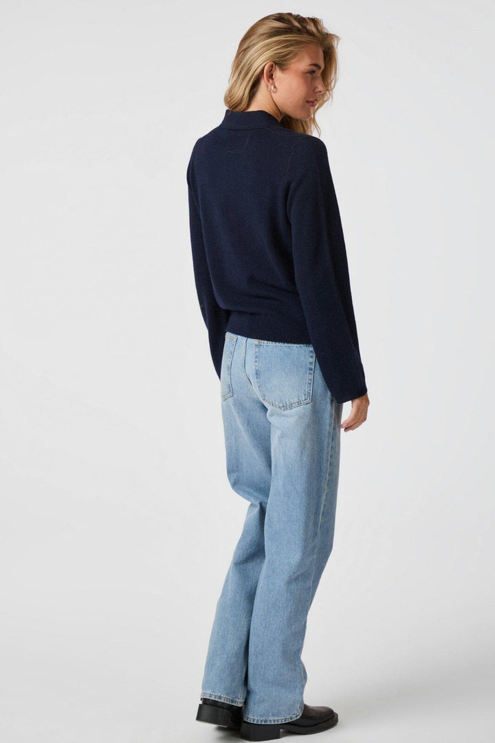 Neo Noir - Genea Knit Polo Blouse 163891 - Navy