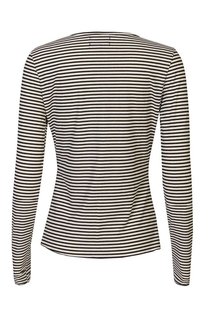 Liberte - Natalia Ls Round Neck Blouse 9914 - Black Creme Gold Stripe