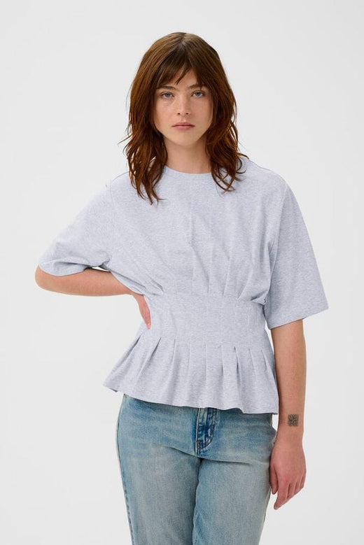 Gestuz - Gzinez Tee 10910147 - 108958 - Ultra Light Grey Mélange Bluser 
