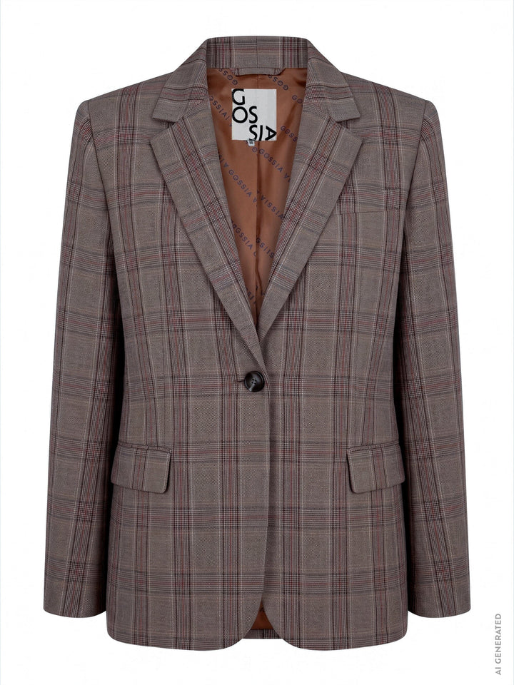 Gossia - Beatricego Blazer G3322 - Brown Blue Checks Blazere 