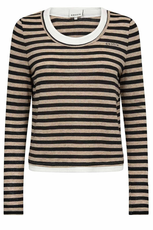 Gossia - Elmago Blouse G3119 - Sand Brown Stripes Bluser 