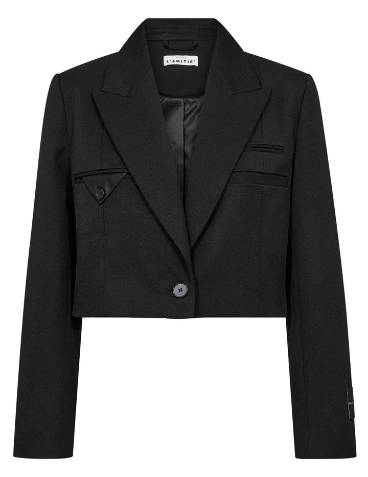 Haute L'Amitié - Premiere Crop Strap Blazer HL10475 - Black Blazere 