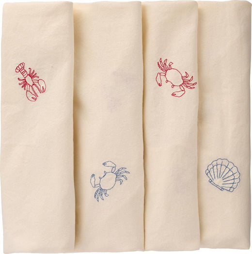 Ib Laursen - Dug Atlantis kvadratisk m/hummere, krabber og muslinger butter cream - Bomuld, Polyester - 63015-82