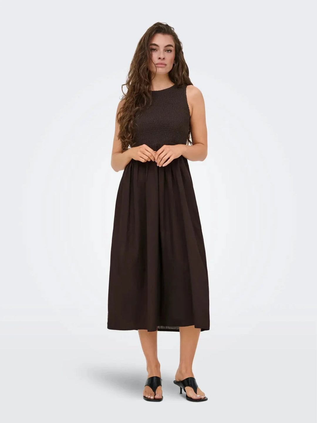 JDY - Jdydiego S/L Smock Midi Dress - 5048960 Chocolate Torte Kjoler 