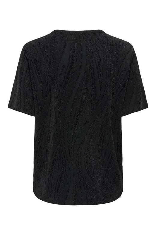 JDY - Jdykiwi S/S O Neck Top - 5173953 Black Silver Glitter