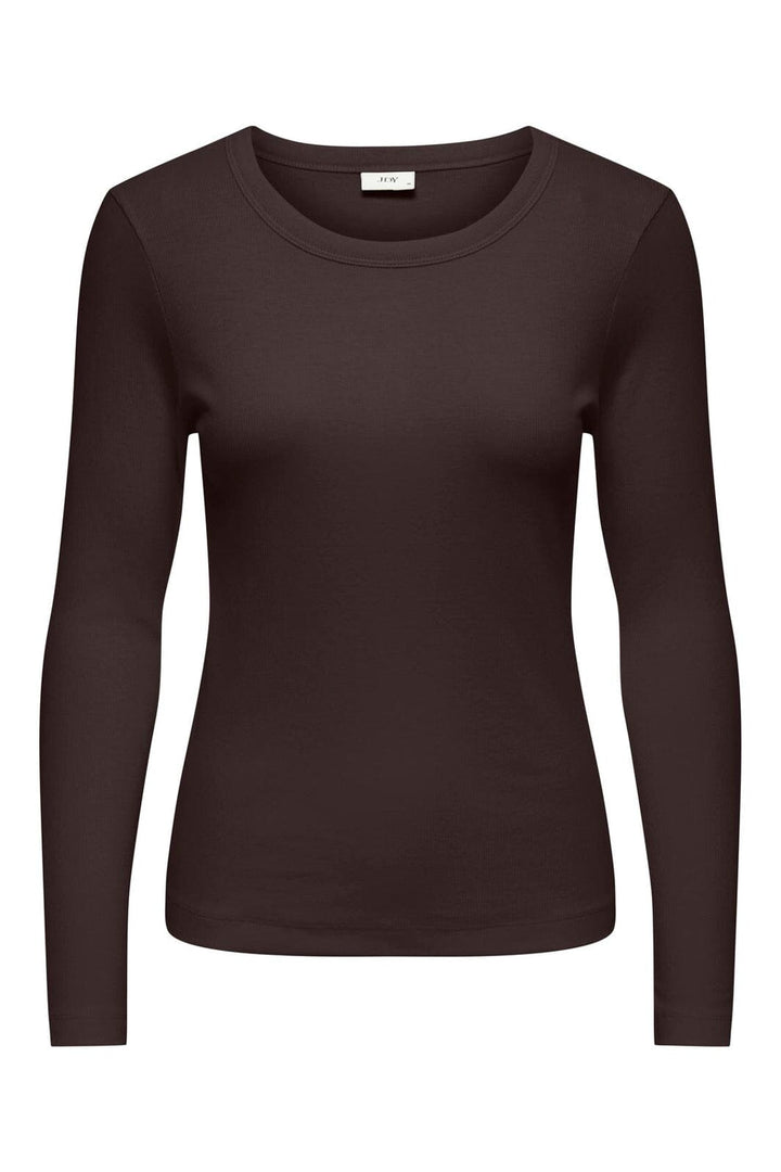 JDY - Jdylucky L/S O Neck New Top - 5129391 Chocolate Torte